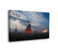 SpiritualHands Arte de pared de la oficina de indios nativos americanos, lienzo enmarcado para decoración del hogar occidental, arte nativo americano para decoración del suroeste, 8 x 12 pulgadas,