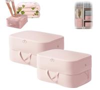 Spiritukal - Organizador de autocompresión para ahorro de espacio, 2025, 3 capas con cremallera, bolsa de almacenamiento de compresión, gran capacidad, ligero y portátil (rosa, M)