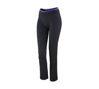 Spiro Fitness Pantalones, Mujer, Negro/Lavanda, XL