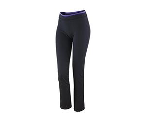 Spiro Fitness Pantalones, Mujer, Negro/Lavanda, XL