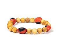 Spiru Palo Santo - Pulsera elástica con 4 perlas Huayruro