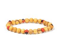 Spiru Palo Santo Pulsera elástica con perlas Huayruro, One Size, Semillas de Huayruro Palo Santo