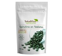 Spirulina en Tabletas Salud Viva Bio 125 g, espirulina ecológica 100%, suplemento vegano en tabletas, sin gluten, sin lactosa y sin azúcares añadidos, formato práctico diario.