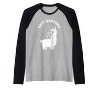 Spit Happens, Divertido Juego de Palabras con Llamas, diseño para granjeros Amantes de los Animales Camiseta Manga Raglan