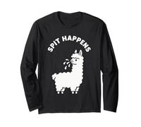 Spit Happens, Divertido Juego de Palabras con Llamas, diseño para granjeros Amantes de los Animales Manga Larga