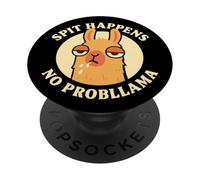 Spit Happens Llama Comedy No Probllama Retro Fun Graphic tee PopSockets PopGrip Adhesivo