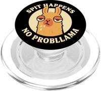 Spit Happens Llama Comedy No Probllama Retro Fun Graphic tee PopSockets PopGrip para MagSafe