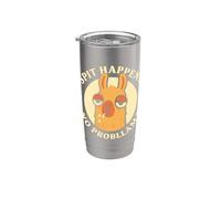 Spit Happens No Probllama Funny Llama Humor Graphic Design Vaso térmico de acero inoxidable de doble pared