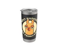 Spit Happens No Probllama Funny Llama Humor Graphic Design Vaso térmico de acero inoxidable de doble pared