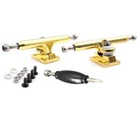 SPITBOARDS 32 mm Fingerboard Pro Trucks by, Real Lock-Nuts, Single Axis, Kingpins, Rubber O-Ring Urethane Bushings, Optimized Hanger, Width 32 mm for Fingerboard Tuning & Assembling (Gold)