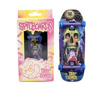 SPITBOARDS 34mm Fingerboard Oldschool Cruiser Pro Complete Setup, Pre-Assembled 5-Layer Wood, Pro Trucks, Soft Urethane 60D Bearing Wheels, Real Wear Graphics, Lasered Foam Tape 'Skull Cosmos'