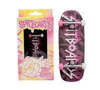SPITBOARDS 34mm Fingerboard Oldschool Cruiser Pro Complete Setup, Pre-Assembled 5-Layer Wood, Pro Trucks, Soft Urethane 60D Bearing Wheels, Real Wear Graphics, Lasered Foam Tape 'Pink Eyeball Logo'