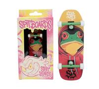 SPITBOARDS 34mm Fingerboard Oldschool Cruiser Pro Complete Setup, Pre-Assembled 5-Layer Wood, Pro Trucks, Soft Urethane 60D Bearing Wheels, Real Wear Graphics, Lasered Foam Tape 'Hooded Frog'
