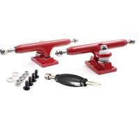 SPITBOARDS Dedos Pro Trucks by Real Lock-Nuts, Single Axis, Kingpins, Rubber O--Ring Urethane Bushings, Optimized Hanger, Width 32 mm for Fingerboard Tuning & Assembling (Red)