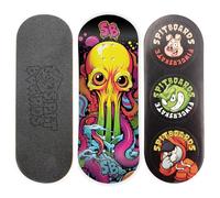 SPITBOARDS Tabla de diapasón de 34 mm, madera real (5 capas), forma clásica de calle de paletas - Tamaño: 34 x 96 mm - Cubierta gráfica individual (desgaste real) - cóncavo optimizado - Alien-Octopus