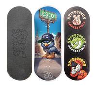 SPITBOARDS® Tabla de diapasón de 34 mm, madera real (5 capas), forma clásica de calle de paletas - Tamaño: 34 x 96 mm - Cubierta gráfica individual (desgaste real) - cóncavo optimizado - Modelo ESCO