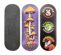 SPITBOARDS Tabla de diapasón de 34 mm, madera real (5 capas), forma clásica de paleta de calle, tamaño: 34 x 96 mm, cubierta gráfica individual (uso real), cóncava optimizada, queso de hongos