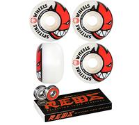 Spitfire 52 mm Wheels Bighead Ruedas de monopatín con rodamientos Huesos - 8 mm Bones Reds Precision Skate calificación rodamientos para monopatín - Paquete de 2 artículos