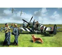 Spitfire Mk.ix Con Raf Pilotos Y Ground Personal 1:48 Plástico Modelo Kit Icm