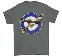 Spitfire MOD RAF WWII Fighter Plane - Camiseta británica para hombre, 100% algodón, gris oscuro, M