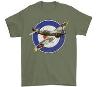 Spitfire MOD RAF WWII Fighter Plane - Camiseta británica para hombre, 100% algodón, verde (Military Green), M
