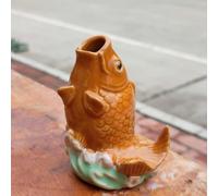 Spitter,Ceramic Carp Statue Traditional Style Fountain Spitter,Home Decor Figurine for Good Fortune,Small Pond Water Feature Koi Fish Ornament for Small Ponds Patio Deck and Home