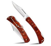 SPITZKANTE navaja plegable cuchillo de dos manos WEN-ZHU, 42a conforman, 440C acero, 6,1 cm de longitud de hoja, Legal En Alemania, EDC navaja de bolsillo con mango de madera.