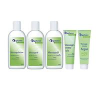 Spitzner juego de aceite Clásico 5 para probar - aceite de masaje "Clásico", aceite de masaje "Suave" y loción de masaje "Clásico", 200 ml cada uno + crema de masaje "Suave" y "Argán", 50 ml cada uno