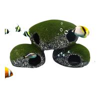 Spizummp Cueva para pecera, Roca de Refugio Realista con diseño de Musgo, Cueva para Acuario, para camarones, Serpientes, Reptiles, terrarios, Agua Salada, Agua Dulce