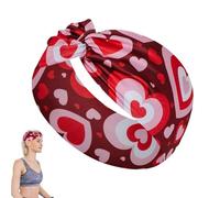 Spizummp Diademas anudadas en forma de corazón, con patrón de amor navideño, bandas anudadas para el pelo, transpirables, elásticas, antideslizantes, a la moda, para mujeres y niñas
