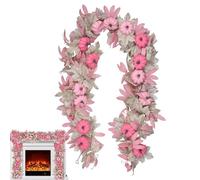 Spizummp Guirnalda de calabaza, corona de otoño de arce rosa falsa para puerta delantera, 1.7 m, corona decorativa de Acción de Gracias para ventana, chimenea, jardín, fiesta, patio, , porche