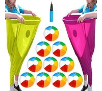 SPKVINOS Granny Pants Yard Game, 10 Balls and 1Pump, Backyard Parties and Field Day, Granny Pants Outdoor Game (Yellow+Pink)