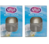 SPLASH | Ambientador Eléctrico | Duradero, Refresca y Elimina Olores | Cartón FSC | Fragancia Fresca Ropa Limpia | 25 ml (Paquete de 2)