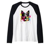 Splash Art Australian Cattle Dog Camiseta Manga Raglan