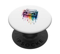 Splash Art Boombox Old School Música Años 80 Hip Hop PopSockets PopGrip Adhesivo