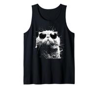 Splash Art - Gafas de Sol Estilo Grunge, diseño de Gato Camiseta sin Mangas