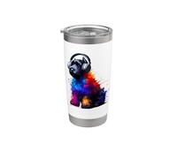 Splash Art Headphones Black Russian Terrier Chornyi Terrier Vaso térmico de acero inoxidable de doble pared