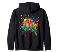 Splash Art Lovebirds Rainbow Parrot Couple Sudadera con Capucha