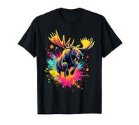Splash Art Moose Mid Jump Design - Hermosos Amantes de los Alces Camiseta