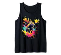 Splash Art Moose Mid Jump Design - Hermosos Amantes de los Alces Camiseta sin Mangas