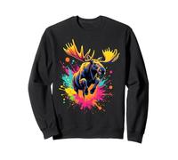 Splash Art Moose Mid Jump Design - Hermosos Amantes de los Alces Sudadera