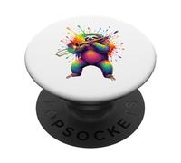 Splash Art Sloth Playing Trombone Jazz PopSockets PopGrip Adhesivo