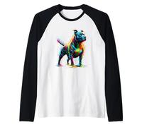 Splash Art Staffordshire Bull Terrier Staffy Terriers Camiseta Manga Raglan