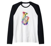 Splash Art Tuba Tubista Camiseta Manga Raglan