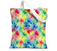 Splash - Bolsa de lona para mujer, diseño artístico de colores vibrantes, multicolor, lavable, reutilizable, estética, ideas para viajes de compras, oficina, biblioteca, casual, 13 x 15 pulgadas