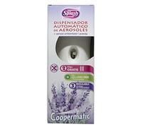 SPLASH| Dispensador Automático de Aerosoles + Recambio Splash 250 ml Lavanda Coopermatic | Con Luz de Aviso| Intensidad Regulable | 2 Pilas Incluidas | Recambios universales uso automático y manual