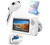 Splash - Funda para teléfono de ducha, impermeable, con altavoz, a prueba de agua, soportes inalámbricos Bluetooth de pared de baño, a prueba de celdas seguras, soporte inteligente integrado, rotación