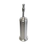 Splash Home Buena Stainless Steel Toilet Brush with Holder, Bowl Scrubber with Durable Cleaning Bristles, Hidden Brush with Splash Protective Disc Design - Chrome