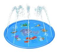 Splash Pad,Doyomtoy Almohadilla de Aspersor 100CM Tapete de Juegos de Agua Océano Tortuga Delfín para Niños Aire Libre Fiesta Jardin