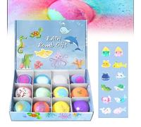 Splash Surprise Bath Bombs, Fizzy Bath Bombs for Kids with Toys Inside, 12-Piece Ocean Surprise Toy Bath Bomb Set, Bubbly Natural Color Changing Spa Balls for Boys & Girls (#A)